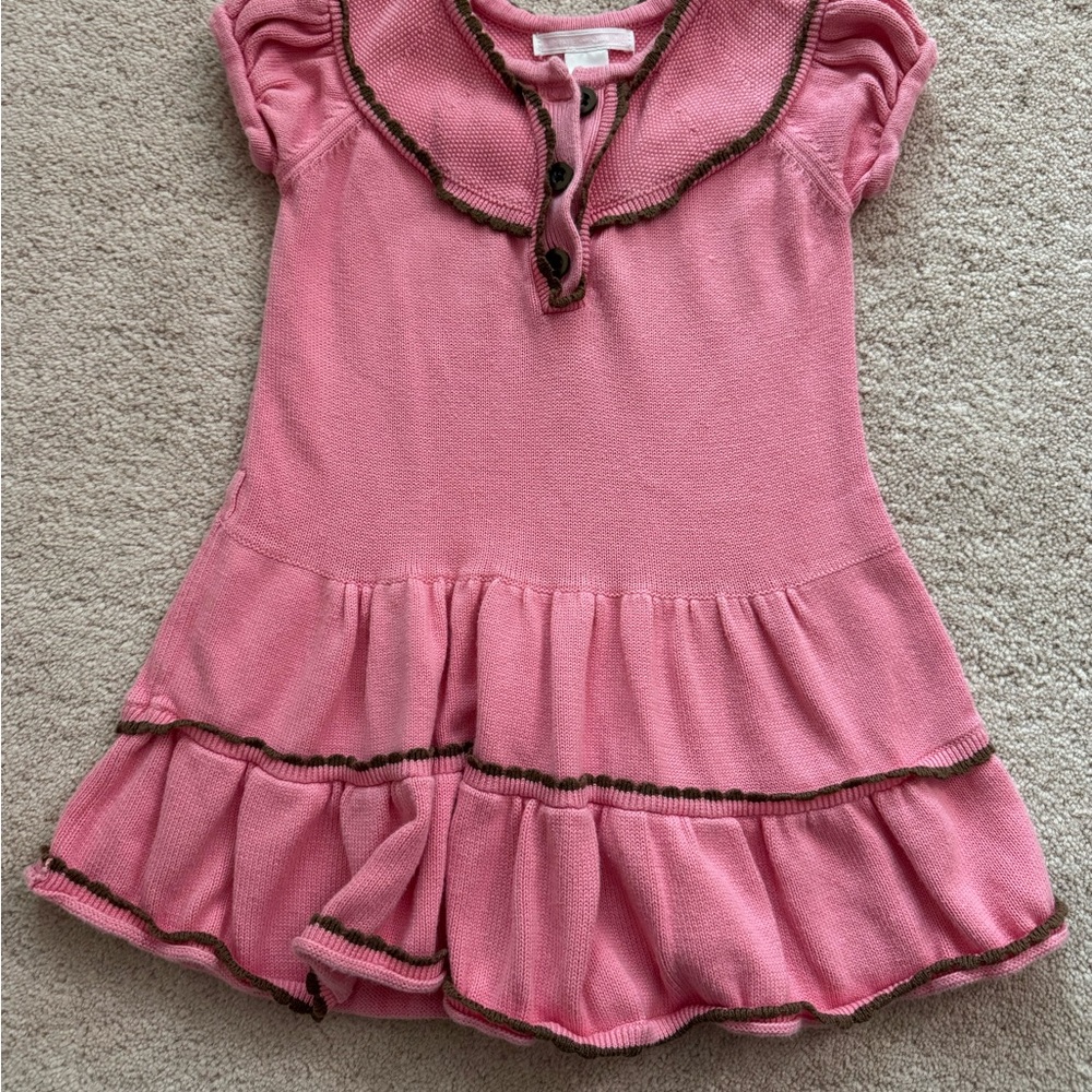VGUC Janie & Jack 18-24mo knit pink and brown sweater dress
